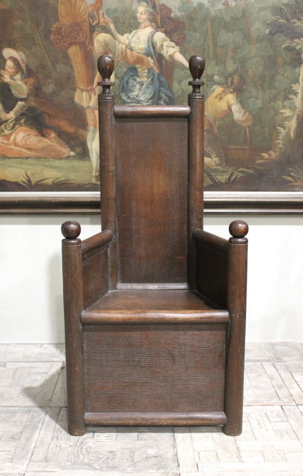 early 17th century sculptural oak throne chair armchair circa 1600