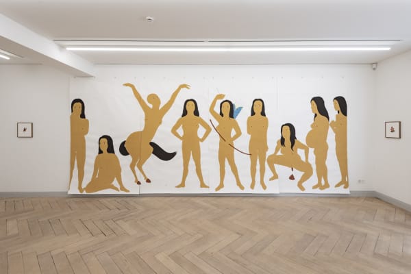 Installation view, Work on Paper: Andriu Deplazes, Kubra Khademi, Yehudit Sasportas and Uwe Wittwer, Galerie Peter Kilchmann, Rämistrasse, Zurich, Switzerland, 2023, Photo: Sebastian Schaub