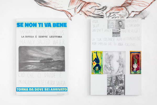 Installation view, Marc Bauer, Mi piace Commenta Condividi, A Rhetorical Figure, Istitutto Svizzero, Milan, Italy, 2020