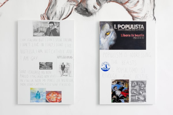 Installation view, Marc Bauer, Mi piace Commenta Condividi, A Rhetorical Figure, Istitutto Svizzero, Milan, Italy, 2020