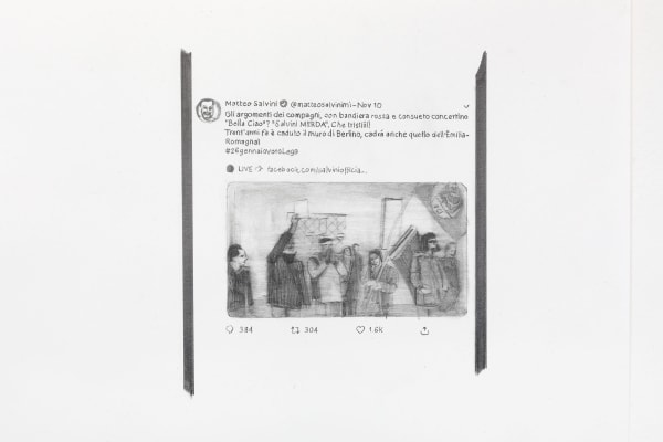 Installation view, Marc Bauer, Mi piace Commenta Condividi, A Rhetorical Figure, Istitutto Svizzero, Milan, Italy, 2020