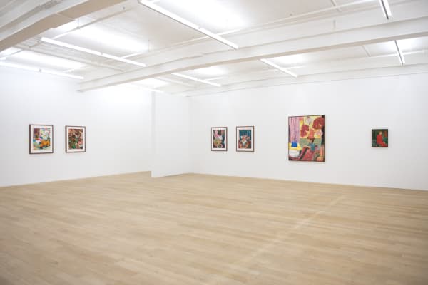 Installation view, Hernan Bas: Bloomsbury revisited, Galerie Peter Kilchmann, Zahnradstrasse, Switzerland, 2017, Photo Sebastian Schaub