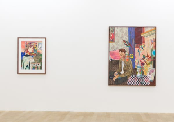Installation view, Hernan Bas: Bloomsbury revisited, Galerie Peter Kilchmann, Zahnradstrasse, Switzerland, 2017, Photo Sebastian Schaub
