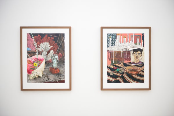 Installation view, Hernan Bas: Bloomsbury revisited, Galerie Peter Kilchmann, Zahnradstrasse, Switzerland, 2017, Photo Sebastian Schaub