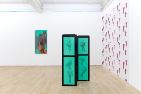 Installation view, Beatriz González: Desplazamientos Forzados y Paisajes Elementales, Galerie Peter Kilchmann, Zurich, Switzerland, 2017, Photo: Sebastian Schaub