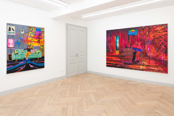 Installation view, Raffi Kalenderian: Across the Way Moved in a Pair, Galerie Peter Kilchmann, Zurich, Switzerland, 2022, Photo: Sebastian Schaub