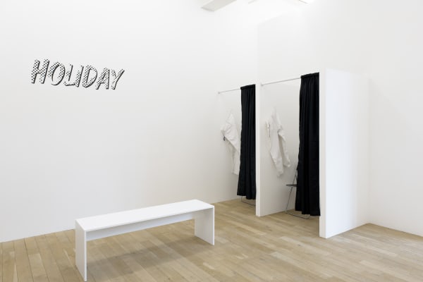 Installation view, Tobias Kaspar: Holiday, Galerie Peter Kilchmann, Zurich, Switzerland, 2014, Photo: Sebastian Schaub