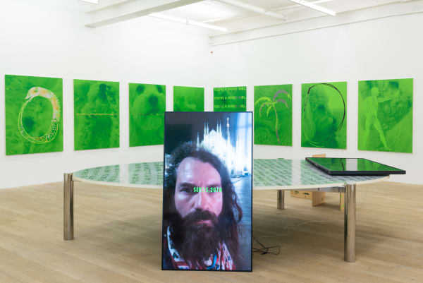 Installation view, Fabian Marti: I LÄBE NO, Galerie Peter Kilchmann, Zurich, Switzerland, 2019, Photo: Sebastian Schaub