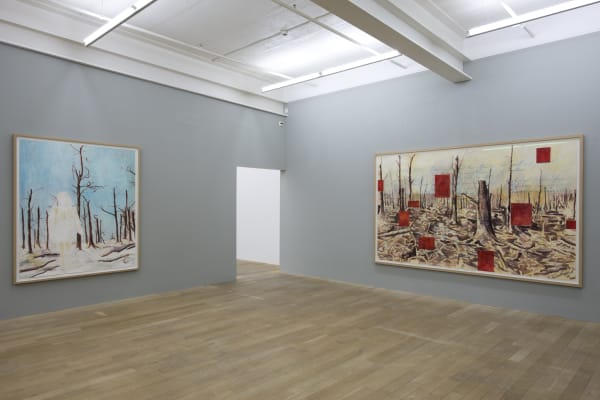 Installation view, Uwe Wittwer: Im Walde, Galerie Peter Kilchmann, Zurich, Switzerland, 2019, Photo: Sebastian Schaub