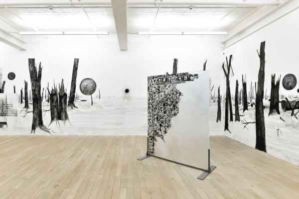 Installation view, Uwe Wittwer: Im Walde, Galerie Peter Kilchmann, Zurich, Switzerland, 2021