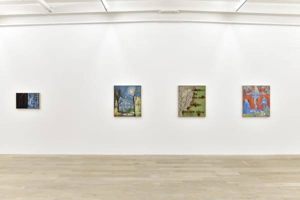 Installation view, Uwe Wittwer: Im Walde, Galerie Peter Kilchmann, Zurich, Switzerland, 2021