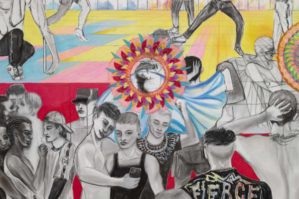 Detail view of RESILIENCE, Drawing the Line, 2023, by Marc Bauer at the Menil Drawing Institute. Photo: Paul Hester