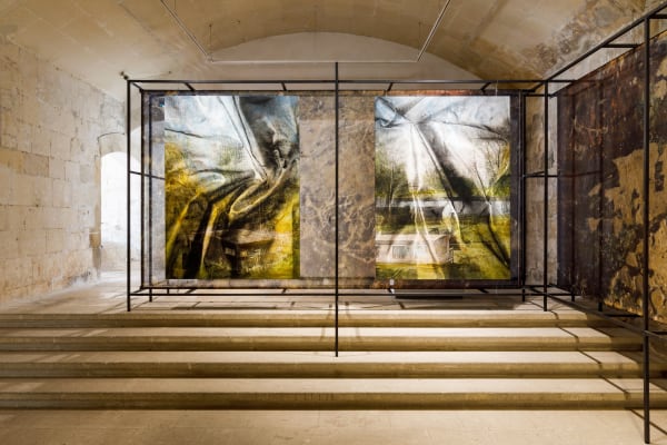 Installation view: Eva Nielsen & Marianne Derrien, Insolare, BMW Art Makers, Les Rencontres de la Photographie Arles, France, 2023. Photos: Salim Santa Lucia