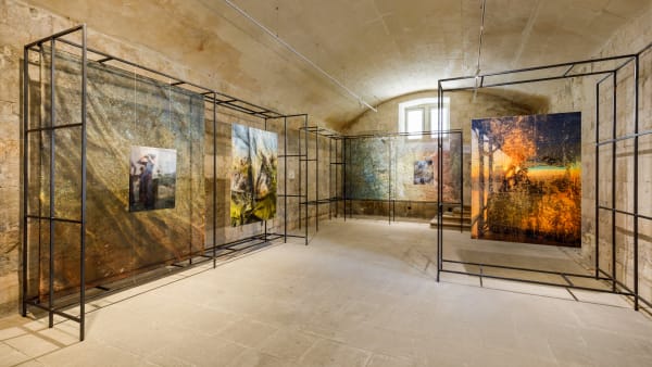 Installation view: Eva Nielsen & Marianne Derrien, Insolare, BMW Art Makers, Les Rencontres de la Photographie Arles, France, 2023. Photos: Salim Santa Lucia