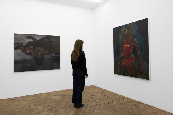 Installation views, Kenrick McFarlane, The Junkanoo Meets the Ocean, 2024, Galerie Peter Kilchmann, Paris. Photos: Axel Fried.