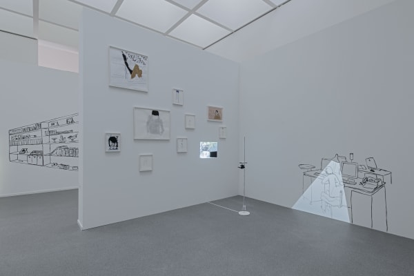 Installation view, Zilla Leutenegger: Ring My Bell, Pinakothek der Moderne, Munich, Germany, 2015