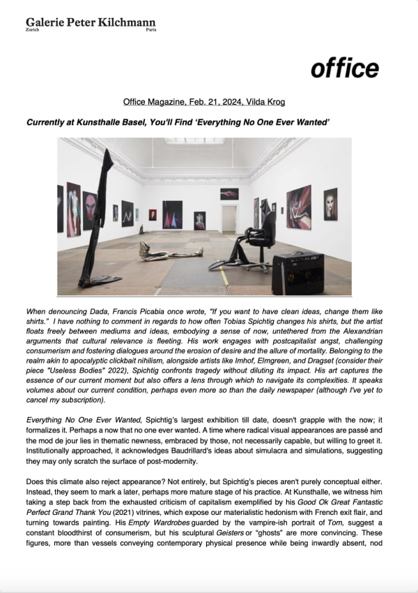 Spichtig in Office: In Kunsthalle Basel, You'll Find ‘Everything No One Ever Wanted’