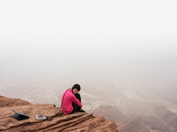 Lucas Foglia, Kate in an EEG Study of Cognition in the Wild, Strayer Lab, University of Utah, Utah