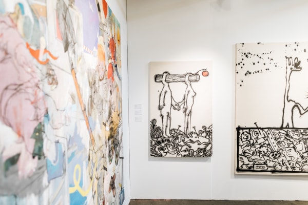 From left to right: Thameur Mejri, Consume your heritage, 2017; Omar Bey, Adam et Eve, 2018; Omar Bey, L'inaccessible étoile, 2018