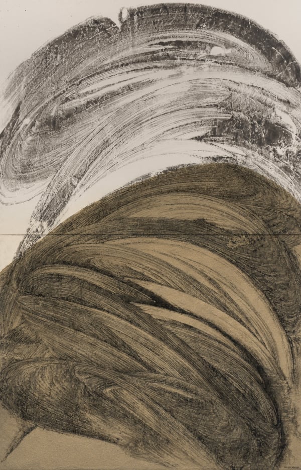 PARK YELIM Big Swell, 2024 Ink and sand on Hanji 232 x 150cm (116 x 150cm 2EA)
