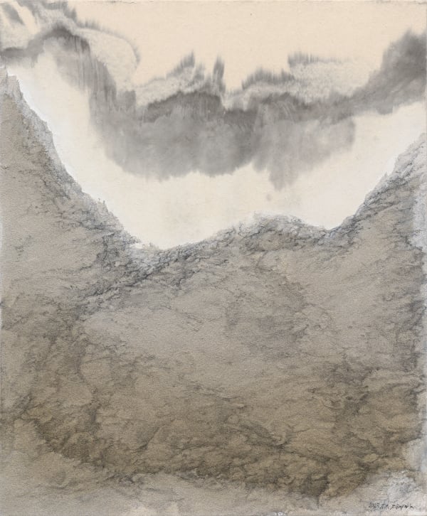 PARK YELIM Rising Winter in the Morning, 2023 Whiting, ink, and sand on Hanji 60.8 x 50cm