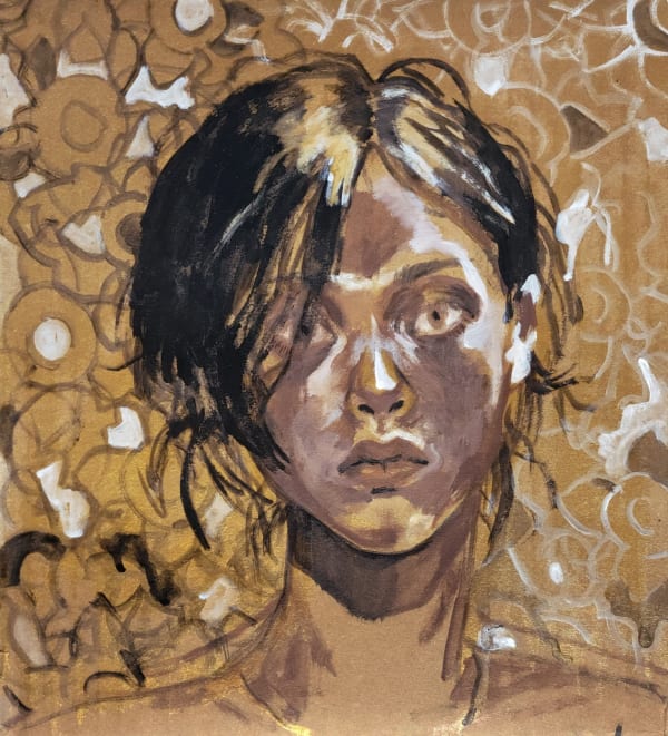 EOM EUNSOL Goledn Self-portrait acrylic on cardboard 30 x 27cm