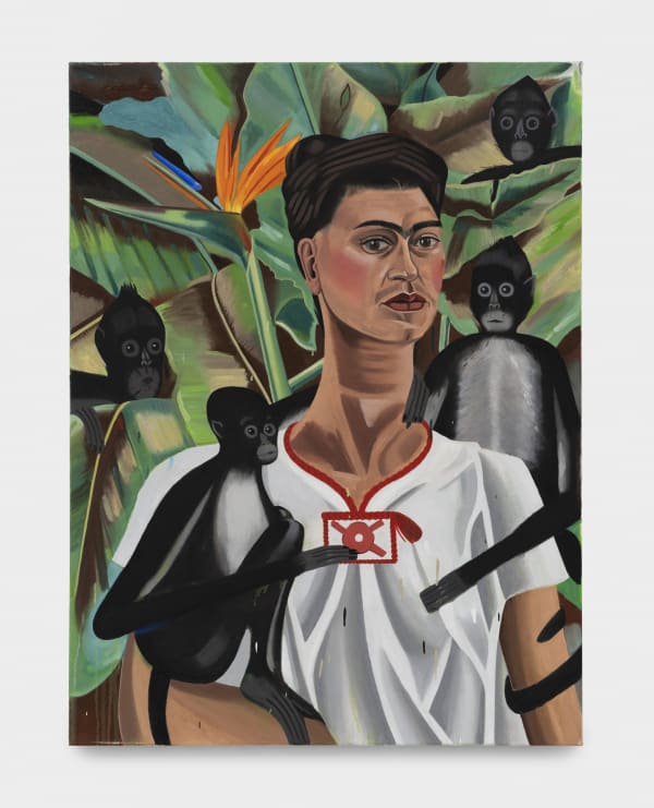 Anthony RiandaUNTITLED (FRIDA KHALO, SELF PORTRAIT WITH MONKEYS, 1943), 2022 Oil on canvas 101.6 x 76.2 cm. 40 x 30 in.
