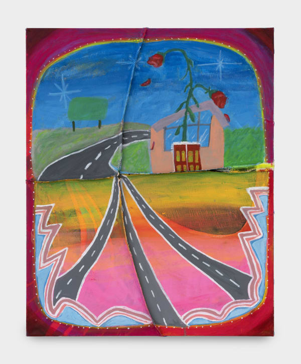 Sarah KimALL THE ROADS LEAD TO YOU, 2022 Flashe and acrylic on fabric and zipper 76.2 x 66 cm. 30 x 26 in.