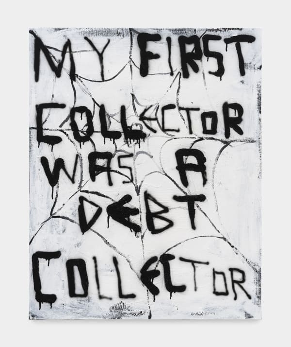 Richie Culver Debt Collector, 2023 Acrylic and lacquer on canvas 100 x 80 cm. 39 ½ x 31 ½ in.