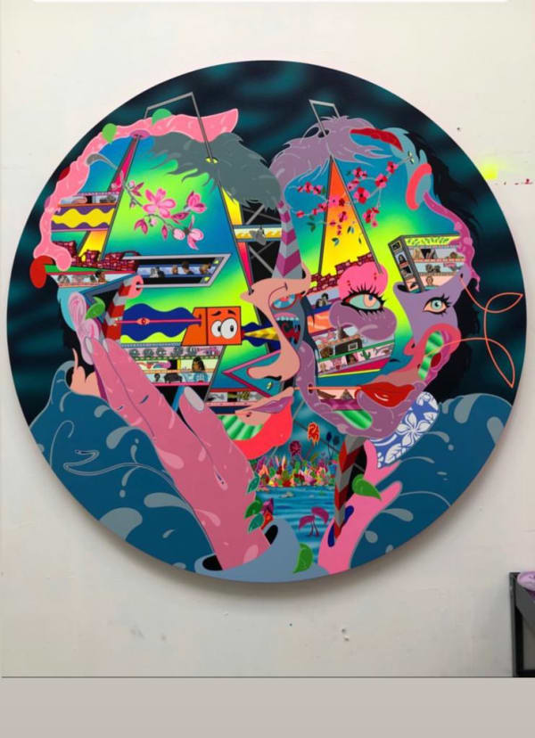 Erik Parker Ice Breaker, 2019 Acrylic and collage on canvas