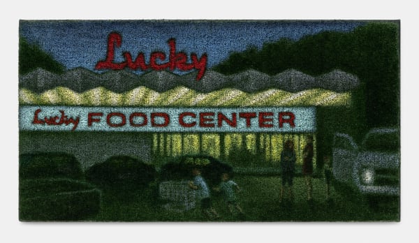 Jane Dickson Study For Lucky Food, 2001 Oil on astroturf 53 x 104 cm. 21 x 41 inches