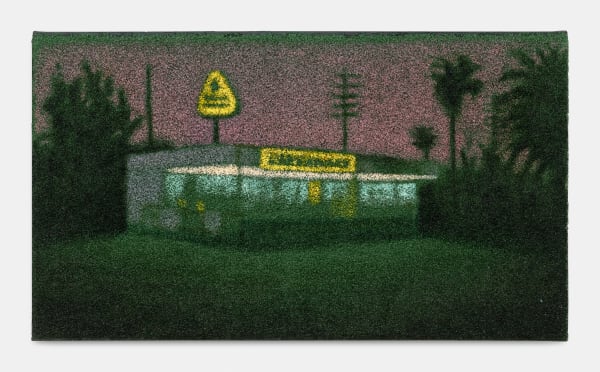 Jane Dickson Winchell's 1, 2002 Oil on astroturf on canvas 56 x 96 cm. 22 x 38 inches