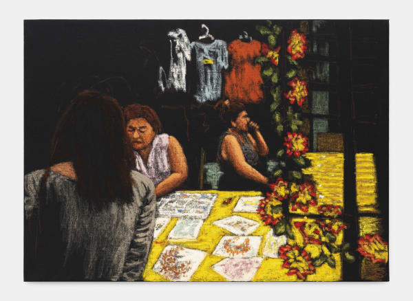 Jane Dickson Jewelry Booth, Red Flowers, 2005 Oil-stick on linen canvas 58 x 81 cm. 23 x 32 in.