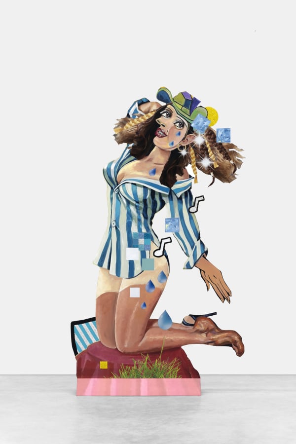 Allison Zuckerman Slumbering Through, 2021 Oil, acrylic, and cmyk ink on aluminium and polyethylene 109 x 180 cm. 43 x 71 in.