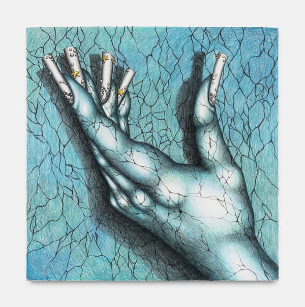 Samantha Rosenwald Semiprecious, 2022 Colored pencil on canvas 64 x 64 cm. 25 x 25 in.