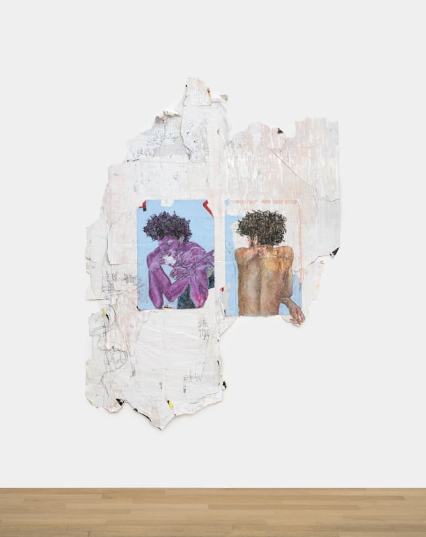 Pharaoh Kakudji The Windows of my Late Reflectin, 2022 Mixed media on paper 192 x 140 cm. 75 x 55 in.