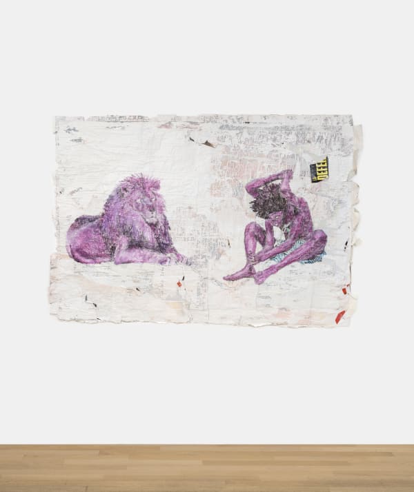 Pharaoh Kakudji The Lion Who Thought him Peace in Pain / The Circus, 2022 Mixed media on paper 140 x 200 cm. 55 x 78 in.