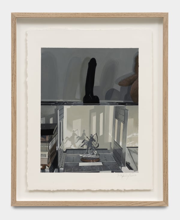 Paul Rouphail Hunter, 2023 Gouache and pencil on paper 53 x 42.7 cm. (framed) 21 x 17 in. (framed)