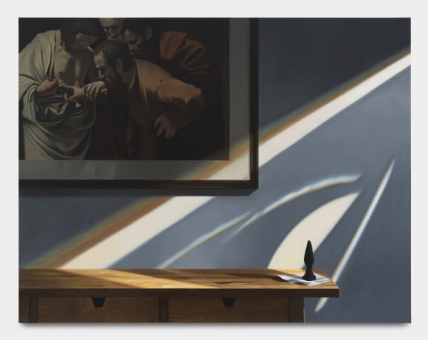 Paul Rouphail Credenza (After Caravaggio), 2023 Oil on linen 106.7 x 137.2 cm. 42 x 54 in.