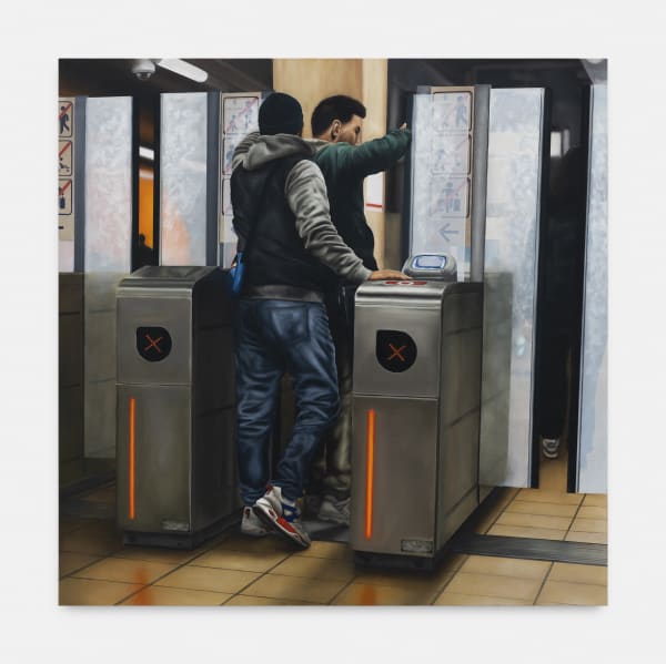 Clement Poplineau LES FRAUDEURS, 2023 Oil on canvas 160 x 160 x 4 cm. 63 x 63 x 1 ½ in.