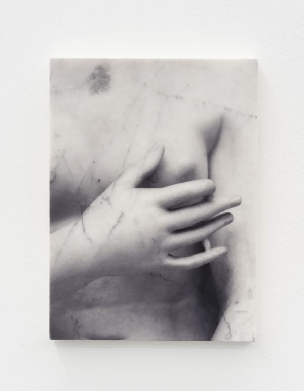 Dune Varela La Main Sur Le Sein, 2023 Photographic print on marble 30 x 22 cm. 12 x 8.6 in.