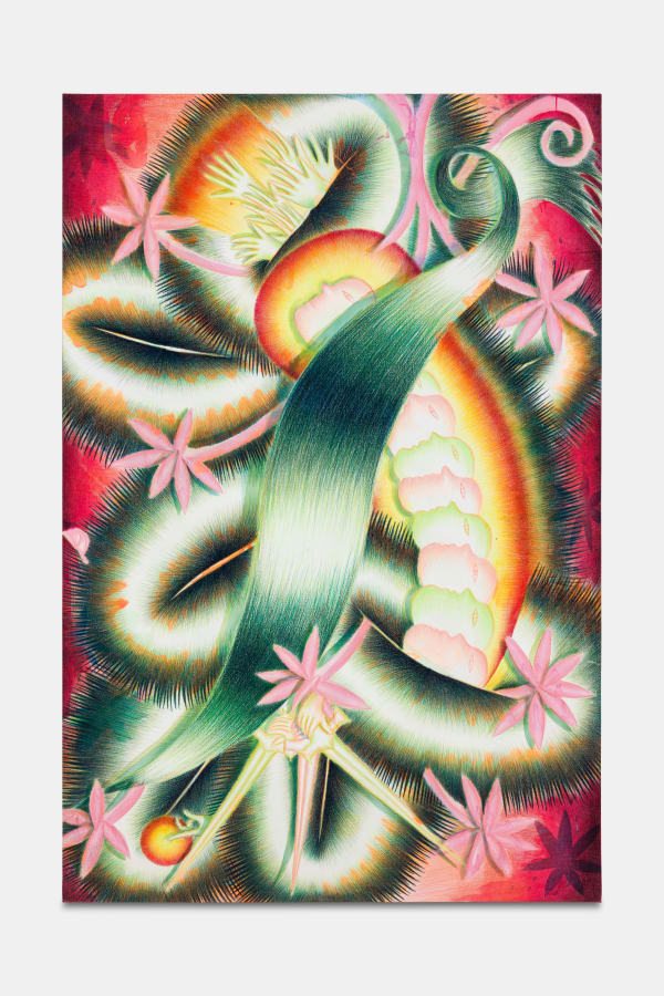 John Fou TBT, 2023 Acrylic and colored pencil on canvas 195 x 130 cm. 76 ¾ x 51 ¼ in.
