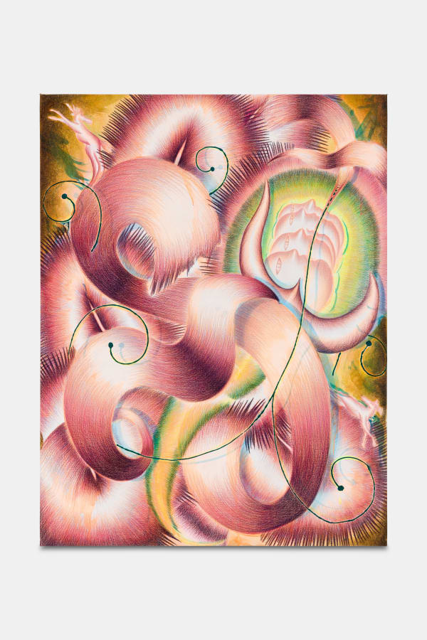 John Fou Sex, 2023 Acrylic and colored pencil on canvas 116 x 89 cm. 45 ¾ x 35 in.
