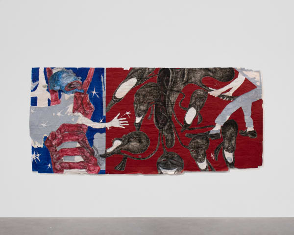 Pharaoh Kakudji Just Right in Front of Your Face, 2024 Mixed media on paper 135 x 295 cm. 53 ¼ x 116 ¼ in.