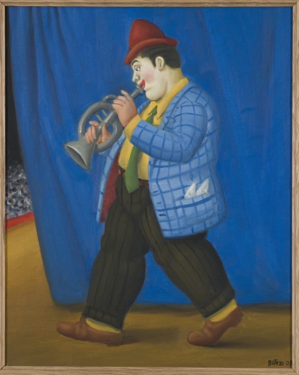 Botero Circus Musician 2008 Olio Su Tela Cm 41X33