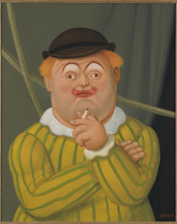 Botero Smoking Clown 2008 Olio Su Tela Cm 61X49