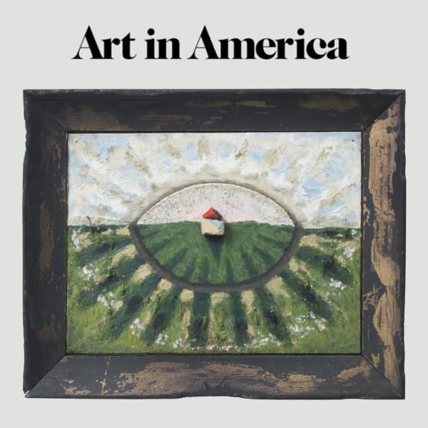 Daniel Rios Rodriguez: South St. Marys, 2015-16, oil, nails, wood, cement, metal and paper on panel with altered found frame, 14 by 17½ inches; at Western Exhibitions.