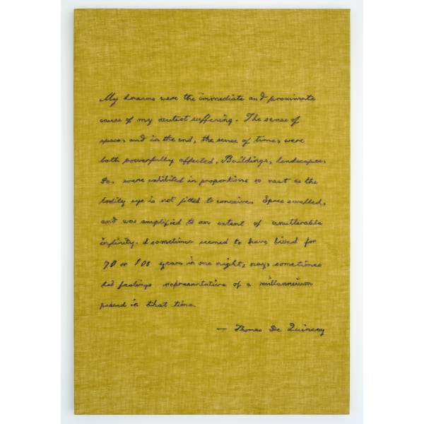 Elaine Reichek, My Dreams (Thomas de Quincey), 2017