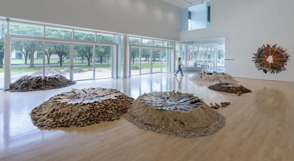 Installation view of Brie Ruais: Movement at the Edge of the Land. Photo by Nash Baker, courtesy of the Moody Center for the Arts, Rice University, Houston