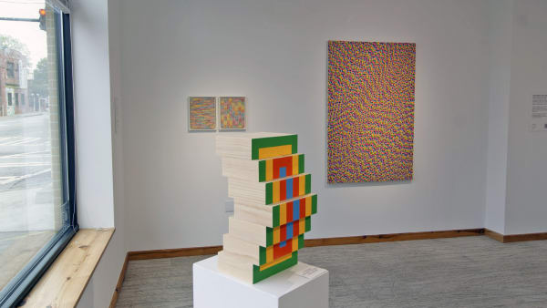 Installation view of works by artist Christopher Paul Dean in "The Art of Math" exhibition at The Sun ATL art gallery in Atlanta GA